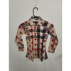 Burberry kids girl shirt tunic button up hearts 7/8Y